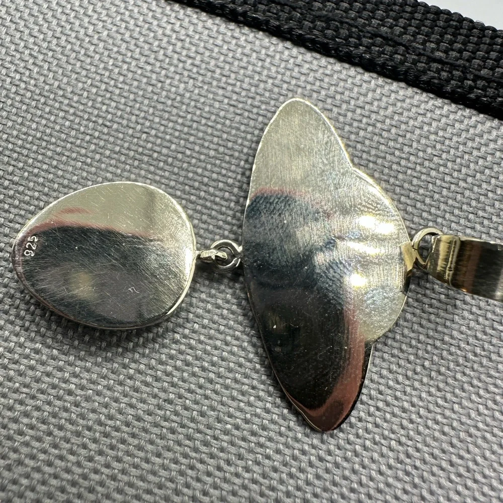 👽 Sterling Silver 925 Green Opal Alien Spaceship 🛸 Necklace Pendant Handmade UFO - Picture 6 of 7